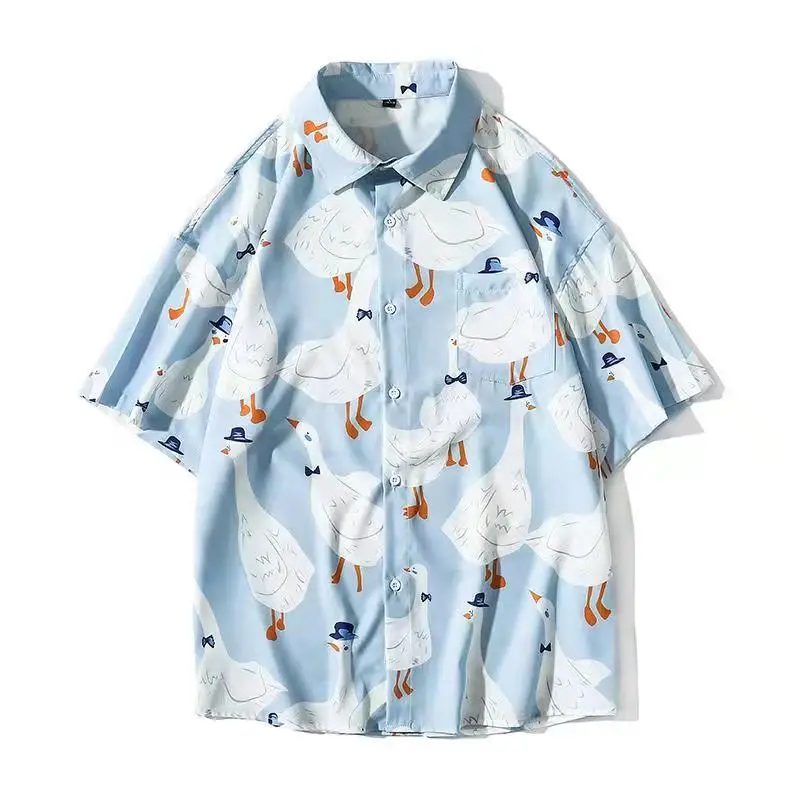 Goose Full Printed Short Sleeve Button Up Shirt Camisas Para Mujer Beach Style Vocation Women Shirt Couple Summer Korean Fashion
Goose Full Printed Short Sleeve Button Up Shirt Camisas Para Mujer Beach Style Vocation Women Shirt Couple Summer Korean Fashion
