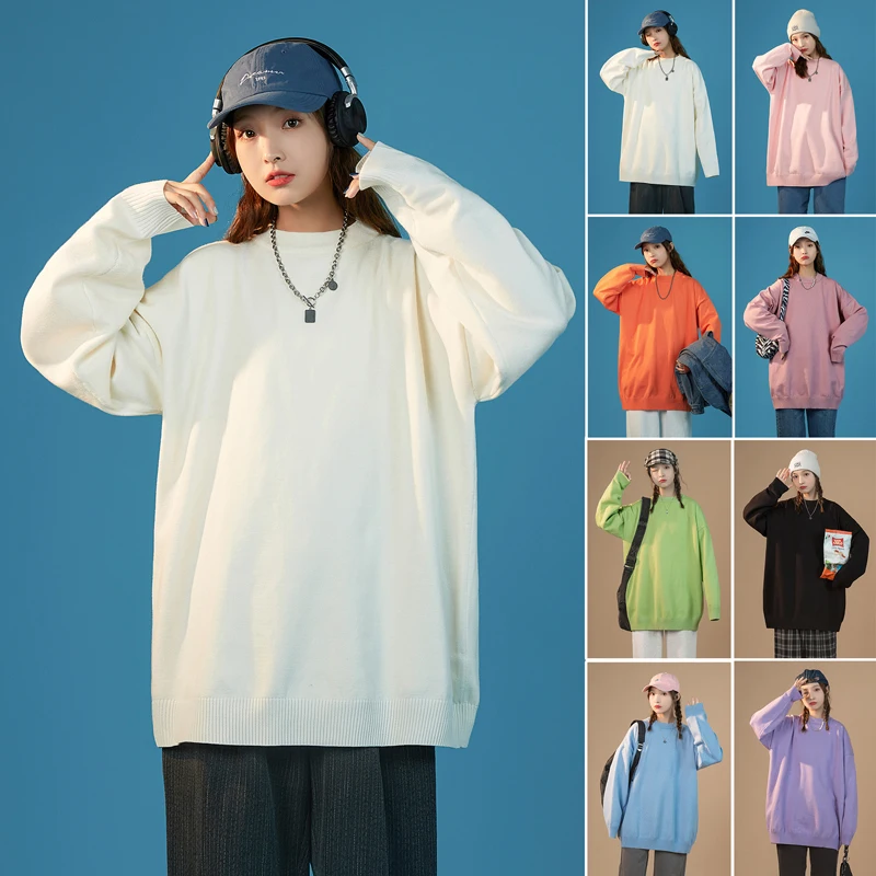Korean Fashion Women Knitted Sweaters Crew Neck Baggy Solid Color Couple Clothing Knitwear Autumn Winter Female Pullovers
Korean Fashion Women Knitted Sweaters Crew Neck Baggy Solid Color Couple Clothing Knitwear Autumn Winter Female Pullovers