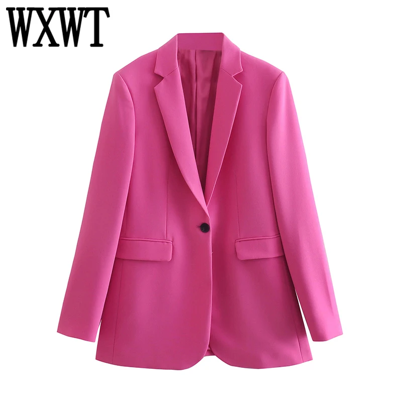 WXWT Women Button Decoration Slim Blazer Single Button Long Sleeve Coats With Pockets Female Fashion Office Wear Outerwear Tops
WXWT Women Button Decoration Slim Blazer Single Button Long Sleeve Coats With Pockets Female Fashion Office Wear Outerwear Tops