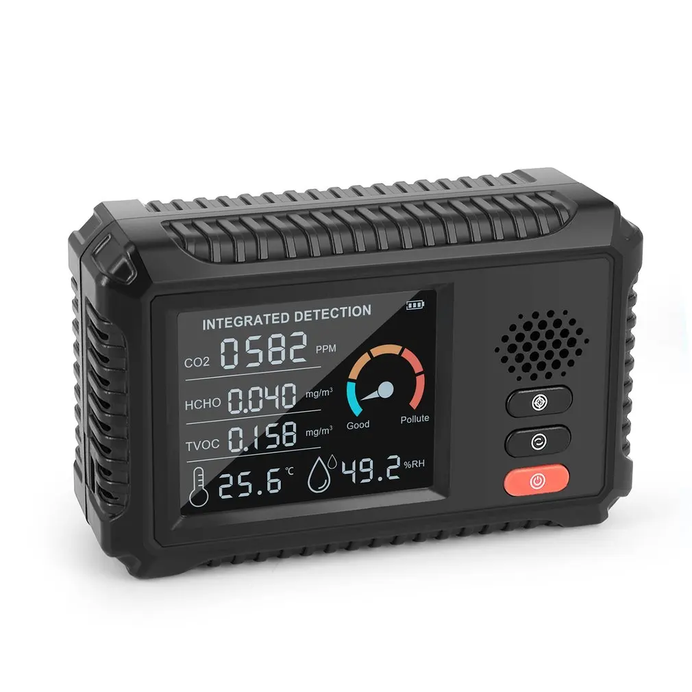 Portable TVOC HCHO CO2 PM2.5 Home Office Indoor Professional Intelligent Meter LCD Screen Air Quality Monitor Digital Display
Portable TVOC HCHO CO2 PM2.5 Home Office Indoor Professional Intelligent Meter LCD Screen Air Quality Monitor Digital Display