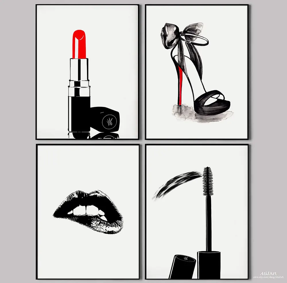 Fashion Art Lipstick Mascara High Heels Poster Girl Bedroom Wall Art Canvas Painting Corridor Home Decoration Mural Sexy Lips
Fashion Art Lipstick Mascara High Heels Poster Girl Bedroom Wall Art Canvas Painting Corridor Home Decoration Mural Sexy Lips