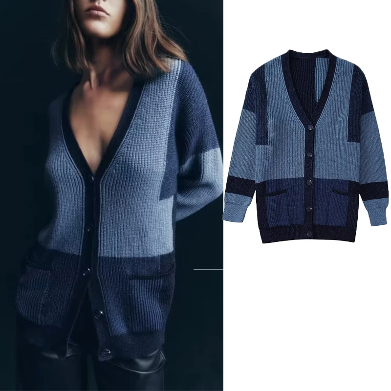 Осень 2022, новый цветной контрастный вязаный свитер с длинным рукавом, кардиган, универсальный свободный приталенный вязаный свитер с V-обра...
Осень 2022, новый цветной контрастный вязаный свитер с длинным рукавом, кардиган, универсальный свободный приталенный вязаный свитер с V-обра...