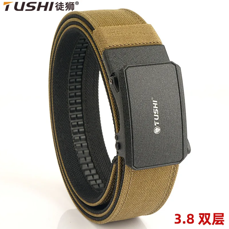 

TUSHI 2024 Fashion New Business Men Belt 120cm*3.8cm Nylon Weave Waistband Metal Automatic Buckle Girdle Sports Ceinture Gifts