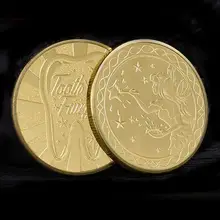 Tooth Fairy Commemorative Coin Reward And Collection Fun Gift For Lost Teeth Kids Durable Gold Plated Coin Lucky Coin For Child
