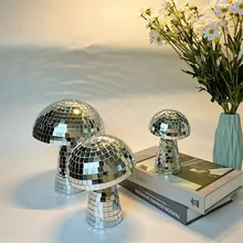 Mushroom Disco Mirror Ball Retro Reflective Mushroom Shape DJ Light Modern Home Party Room Miniatures Figurines Decoration