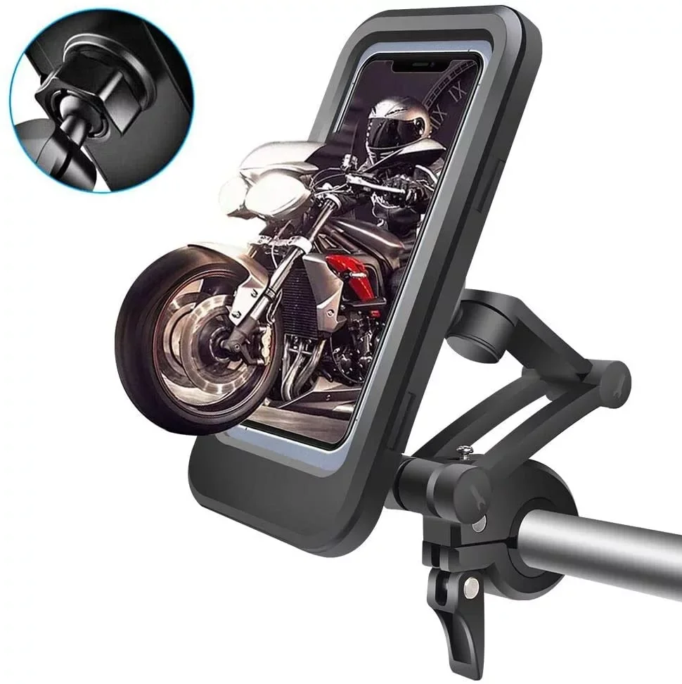 

Universal Motorcycle Phone Mount Waterproof Bike Phone Holder Handlebar 360° Rotation Adjustable Motorbike Cellphone Mount Holde