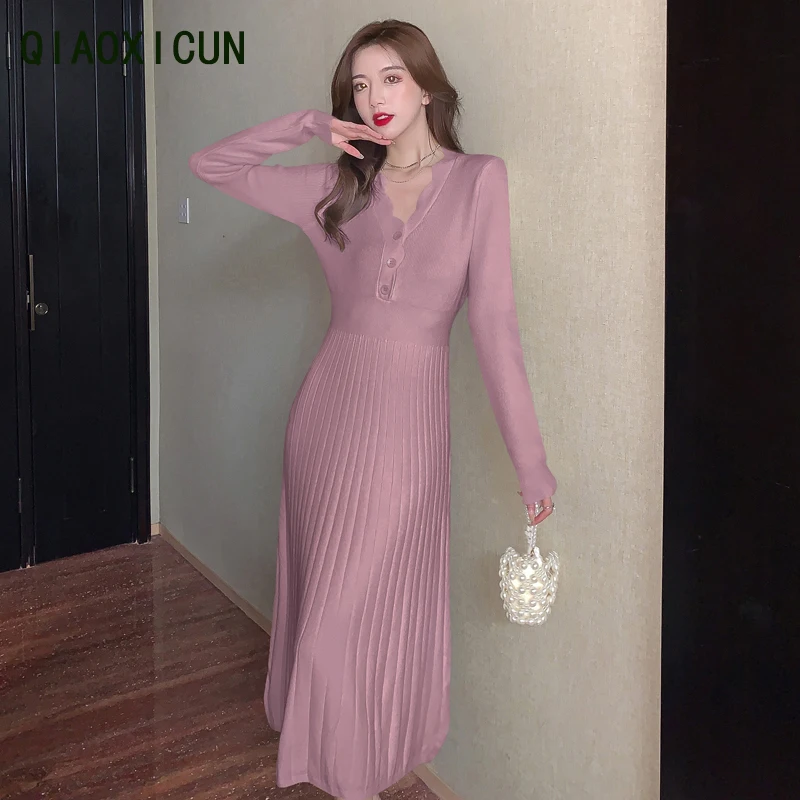 French Vintage V-Neck Long-Sleeve Knit Dress Female 2022 Autumn/Winter New Korean Thickened Warm Waisted Bottoming Sweater Dress
French Vintage V-Neck Long-Sleeve Knit Dress Female 2022 Autumn/Winter New Korean Thickened Warm Waisted Bottoming Sweater Dress
