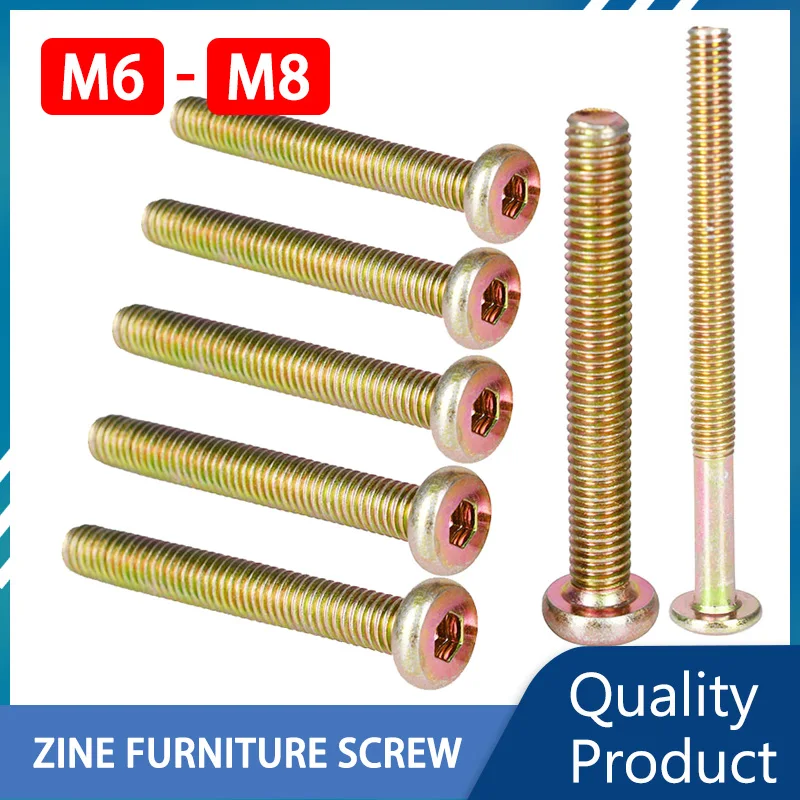 

Hex Socket Flat Head Hexagon Iron Zinc Plated Wood Furniture Screws M6 M8 Threaded Bolts For Beds Cribs Table Chairs 30mm 60mm