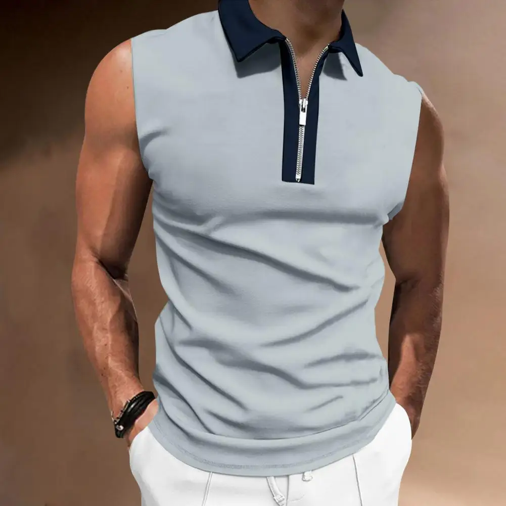 Men Sleeveless T-shirt Slim Fit Zip Neckline Lapel T-shirt Casual Polyester Men Tank Top Men's Clothing For Daily Life
Men Sleeveless T-shirt Slim Fit Zip Neckline Lapel T-shirt Casual Polyester Men Tank Top Men's Clothing For Daily Life