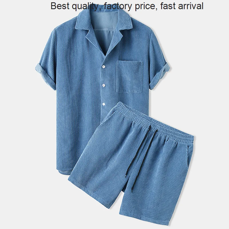 High quality luxury brand New Summer Men Corduroy Shorts Sets Fashion Lapel Short Sleeve Shirts +shorts Solid Color 2 Piece Set
High quality luxury brand New Summer Men Corduroy Shorts Sets Fashion Lapel Short Sleeve Shirts +shorts Solid Color 2 Piece Set