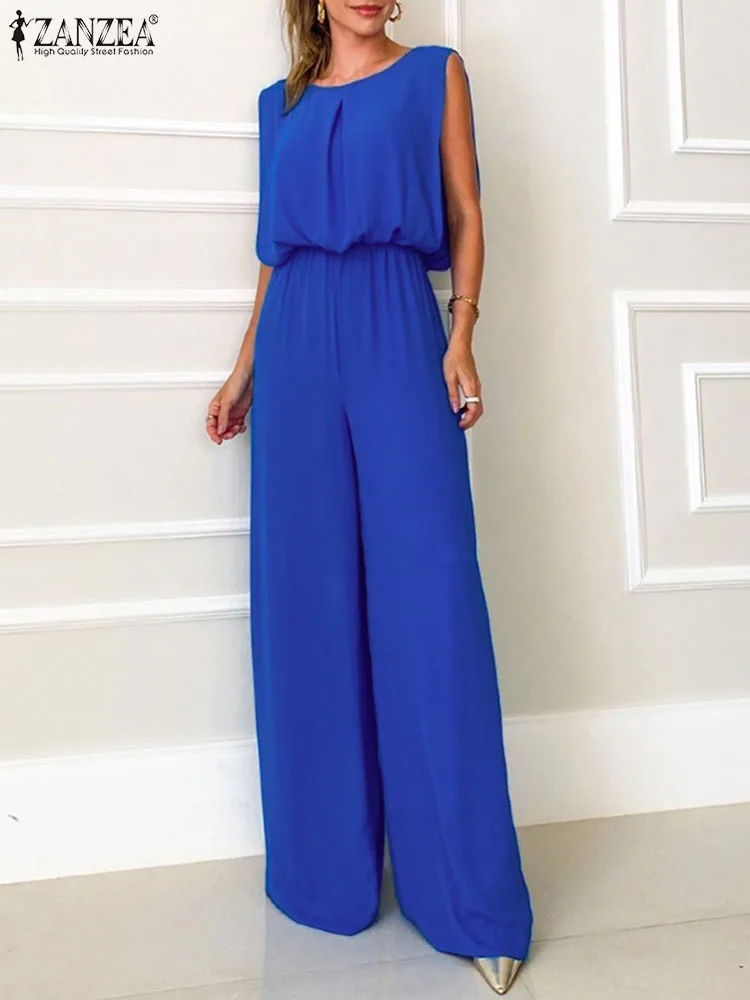 ZANZEA Fashion Elastic Waist Long Romper Summer Wide Leg Playsuit Solid Color Women Overalls Elegant Sleeveless Casual Jumpsuit
ZANZEA Fashion Elastic Waist Long Romper Summer Wide Leg Playsuit Solid Color Women Overalls Elegant Sleeveless Casual Jumpsuit