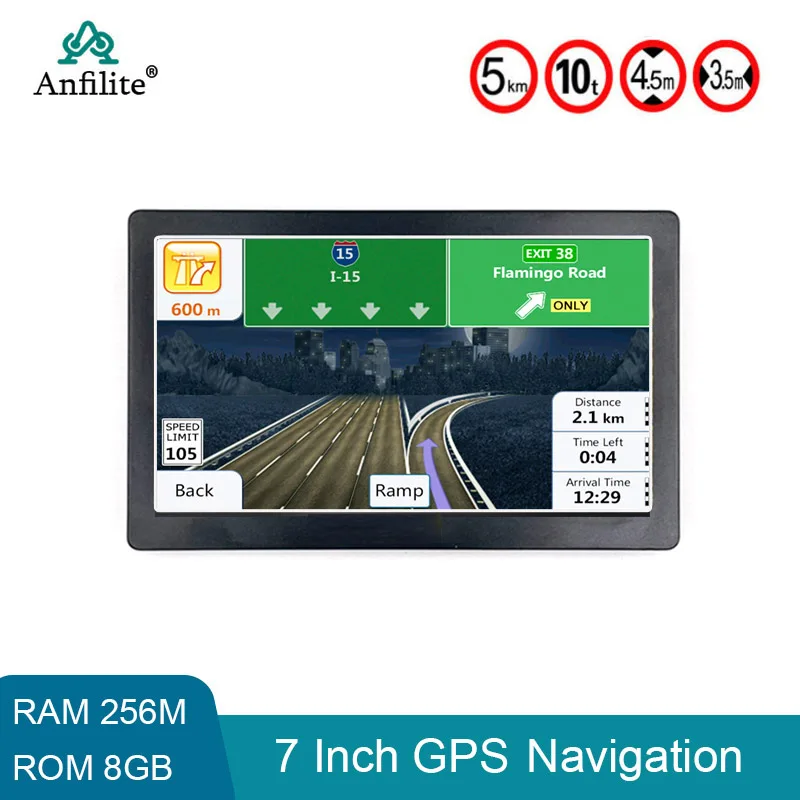 

Anfilite 7" HD Capacitive screen camping car/ truck GPS Navigator Bluetooth 256M 8GB Sat Nav EU Russia Navitel Free MAP
