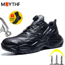 High-quality Safety Shoes Men Steel Wire Rotary Buckle Work Sneakers Indestructible Shoes Anti-smash Anti-puncture Work Shoes