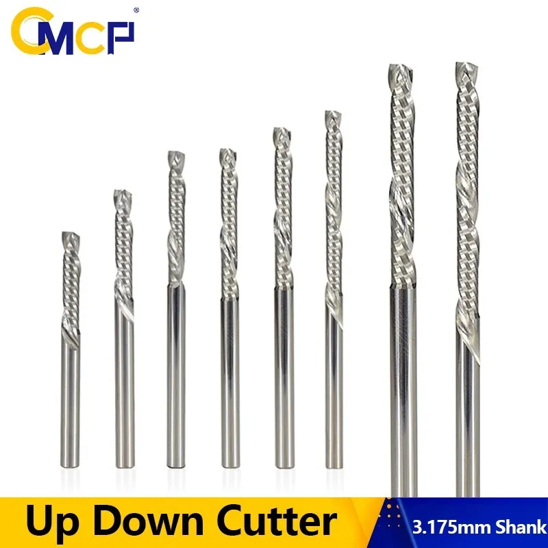 CMCP Up Down Cutter 3.175mm Shank CNC Router Bit 1/8''Shank Single Flute Spiral End Mill Carbide Milling Cutter Woodwork
CMCP Up Down Cutter 3.175mm Shank CNC Router Bit 1/8''Shank Single Flute Spiral End Mill Carbide Milling Cutter Woodwork