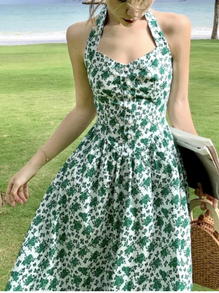 Women's Summer Elegant Casual Halter Midi Dress Backless Sexy Floral Beach Party Vestidos Female Fashion Holiday Clothes
Women's Summer Elegant Casual Halter Midi Dress Backless Sexy Floral Beach Party Vestidos Female Fashion Holiday Clothes