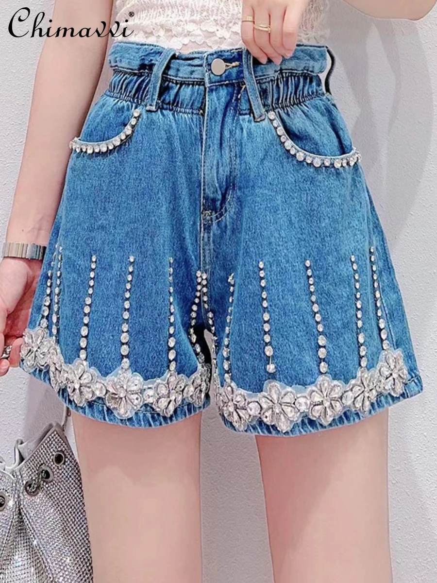 Female 2022 Summer New Korean Sweet Rhinestone Flower Denim Shorts Women's Fashion Fairy High Waist Slimming Wide Leg Hot Pants
Female 2022 Summer New Korean Sweet Rhinestone Flower Denim Shorts Women's Fashion Fairy High Waist Slimming Wide Leg Hot Pants