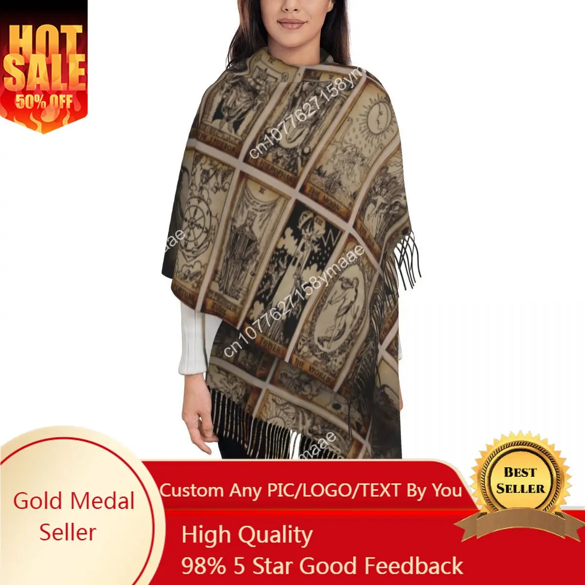 Witch Tarot Tassel Scarf Women Soft Halloween Occult Curiology Shawl Wrap Lady Winter Scarves
Witch Tarot Tassel Scarf Women Soft Halloween Occult Curiology Shawl Wrap Lady Winter Scarves