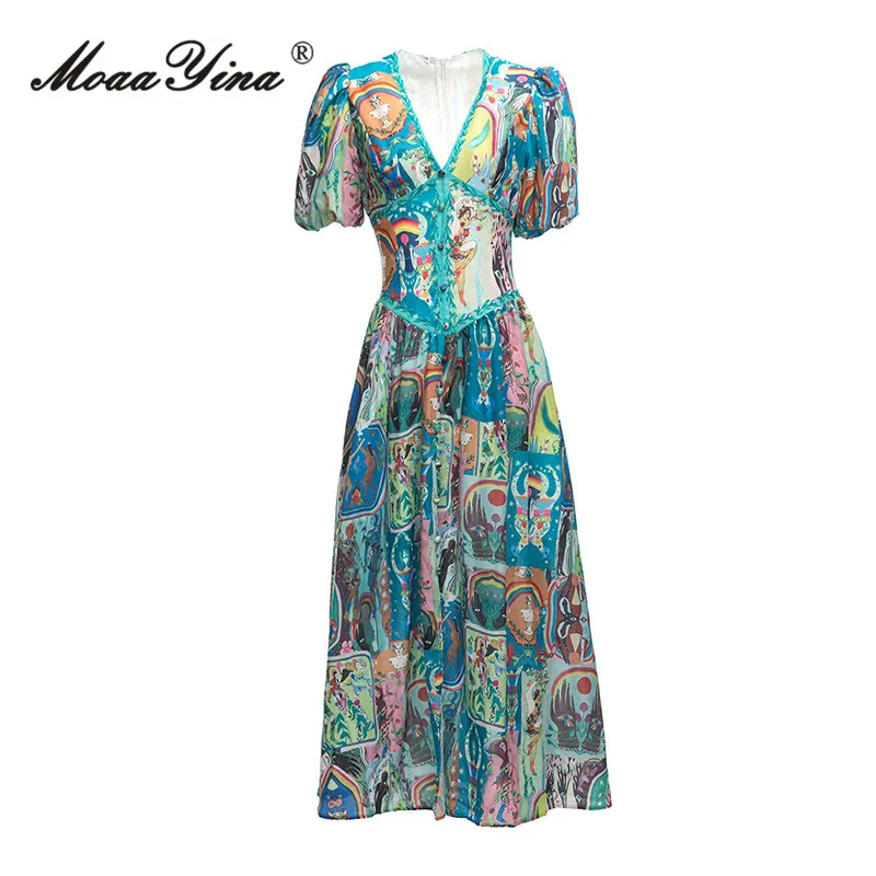 MoaaYina Summer Fashion Designer Vintage Pattern Print Dress Women's Deep V Neck Button High Waist Slim Holiday Party Long Dress
MoaaYina Summer Fashion Designer Vintage Pattern Print Dress Women's Deep V Neck Button High Waist Slim Holiday Party Long Dress