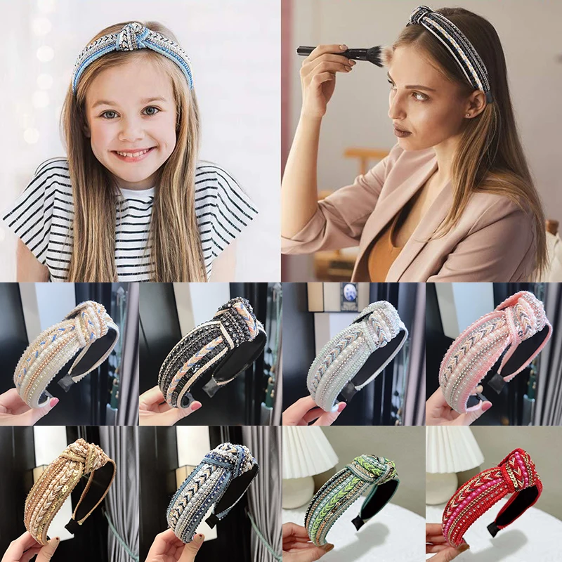 Sequins Crystal Pearl Knot Headband For Women Wide Bow Hairbands Bohemia Chain Hair Accessories Flower Hair Bands Hoop Headdress
Sequins Crystal Pearl Knot Headband For Women Wide Bow Hairbands Bohemia Chain Hair Accessories Flower Hair Bands Hoop Headdress