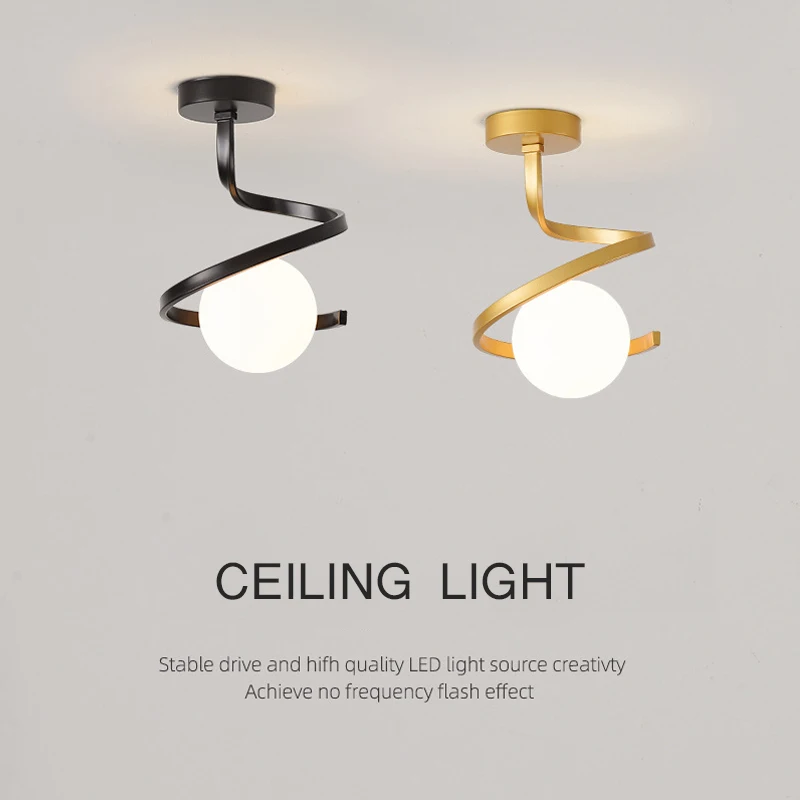 

Modern Glass Ceiling Light Minimalist Black Gold 1/2 Heads Indoor Lighting For Hallway Aisle Balcony Entryway Cloakroom Fixtures