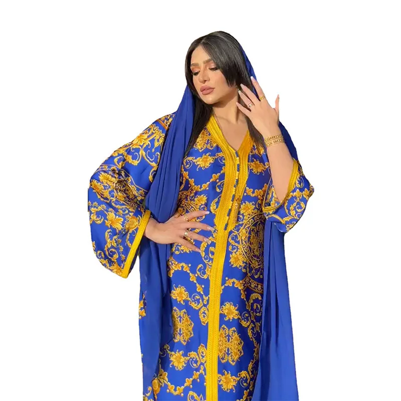 

Robe Femme Musulmane Middle East Arab Dubai Muslim Robe Abaya Printed Dress Women Southeast Asia Abayas for Women