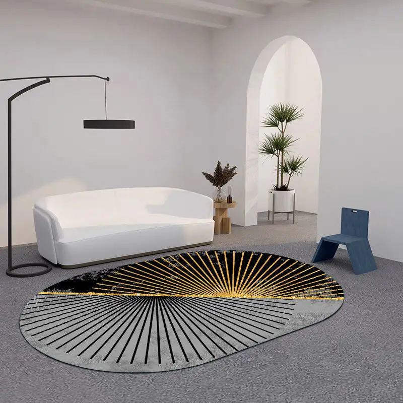 Oval Art Carpet Modern Minimalist Special-Shaped Light Luxury Living Room Coffee Table Cushion Bedroom Rug Golden Line Floor Mat
Oval Art Carpet Modern Minimalist Special-Shaped Light Luxury Living Room Coffee Table Cushion Bedroom Rug Golden Line Floor Mat