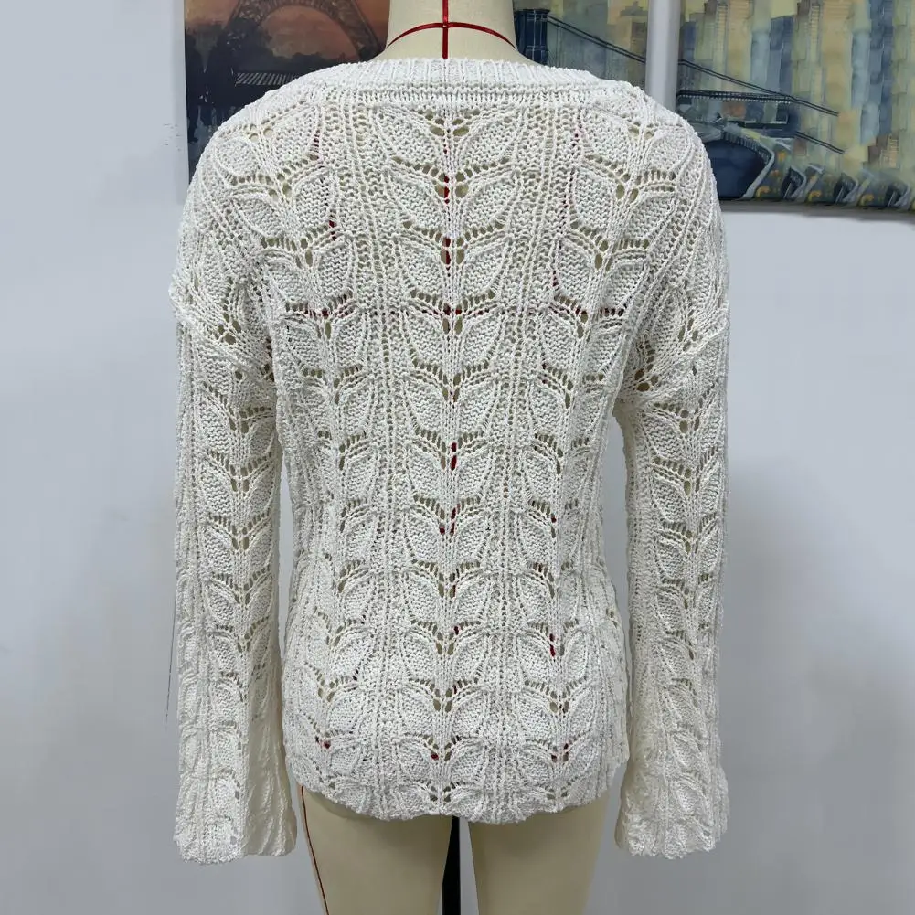 Trendy Sweater Jumper O-Neck Coldproof Sweater Top Solid Color Hollow Out Crochet Sweater Top
Trendy Sweater Jumper O-Neck Coldproof Sweater Top Solid Color Hollow Out Crochet Sweater Top