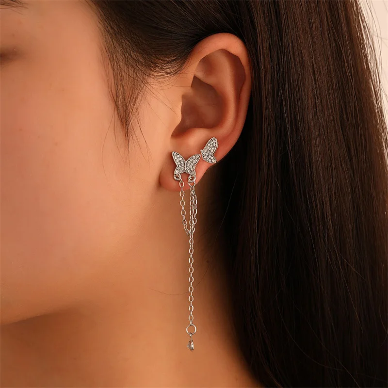 2022 New Cool Wind Asymmetric Butterfly Earrings Korea Dongdaemun Micro-set Zircon Tassel High-quality Earrings Fashion Earrings
2022 New Cool Wind Asymmetric Butterfly Earrings Korea Dongdaemun Micro-set Zircon Tassel High-quality Earrings Fashion Earrings