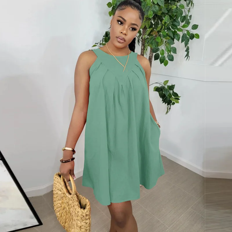 WUHE Elegant Women Sleeveless Loose A-line Smock Tank Dress Female Casual Streetwear Fashion Draped with Pocket Side Dresses
WUHE Elegant Women Sleeveless Loose A-line Smock Tank Dress Female Casual Streetwear Fashion Draped with Pocket Side Dresses