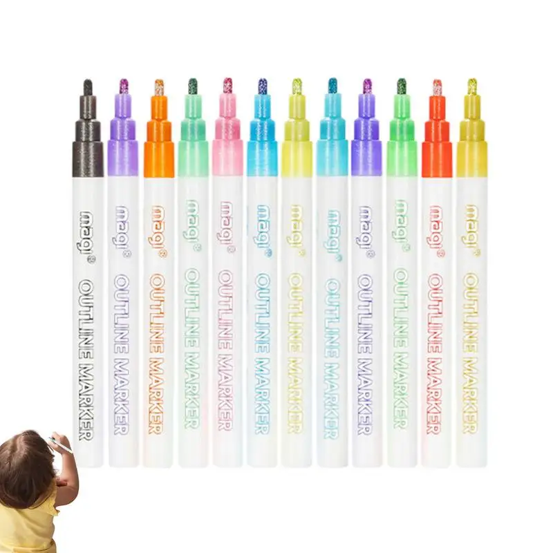 Two Line Pens Flashy Outline Marker Pens Shiny Sheen Super Squiggles Student Marker DIY Craft Project Student Marker For Rock
Two Line Pens Flashy Outline Marker Pens Shiny Sheen Super Squiggles Student Marker DIY Craft Project Student Marker For Rock
