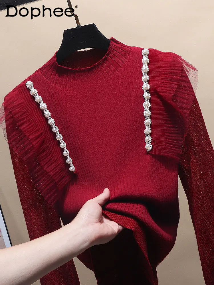 Half Turtleneck Ruffled Beaded Sweater women Autumn Winter New Crocheted Slim Fit Inner Wear Knitwear Long Sleeve Sweater Top
Half Turtleneck Ruffled Beaded Sweater women Autumn Winter New Crocheted Slim Fit Inner Wear Knitwear Long Sleeve Sweater Top