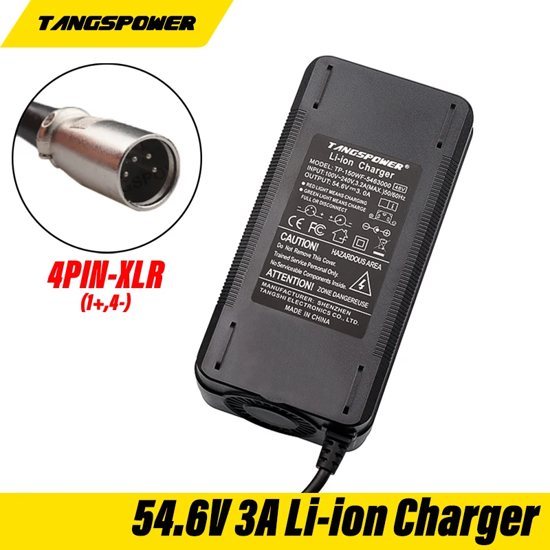 54.6V3A Lithium Battery Charger for 13S 48V Electric Bike Li-ion Battery Charger 4- XLR Plug Connector
54.6V3A Lithium Battery Charger for 13S 48V Electric Bike Li-ion Battery Charger 4- XLR Plug Connector