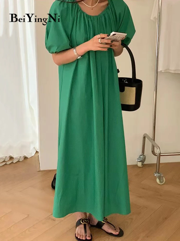 Beiyingni Korean Puff Sleeve Oversized Long Dresses Womans Solid Color Casual Loose Fashion Women Dress Green White Vestidos
Beiyingni Korean Puff Sleeve Oversized Long Dresses Womans Solid Color Casual Loose Fashion Women Dress Green White Vestidos