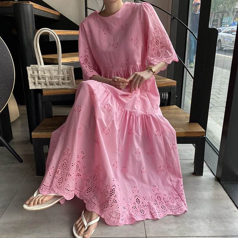 Summer Clothes For Women Dresses 2022 Casual Sweet Embroidery Lace Dress Round Neck Short Sleeve Cozy Loose Midi Dress
Summer Clothes For Women Dresses 2022 Casual Sweet Embroidery Lace Dress Round Neck Short Sleeve Cozy Loose Midi Dress