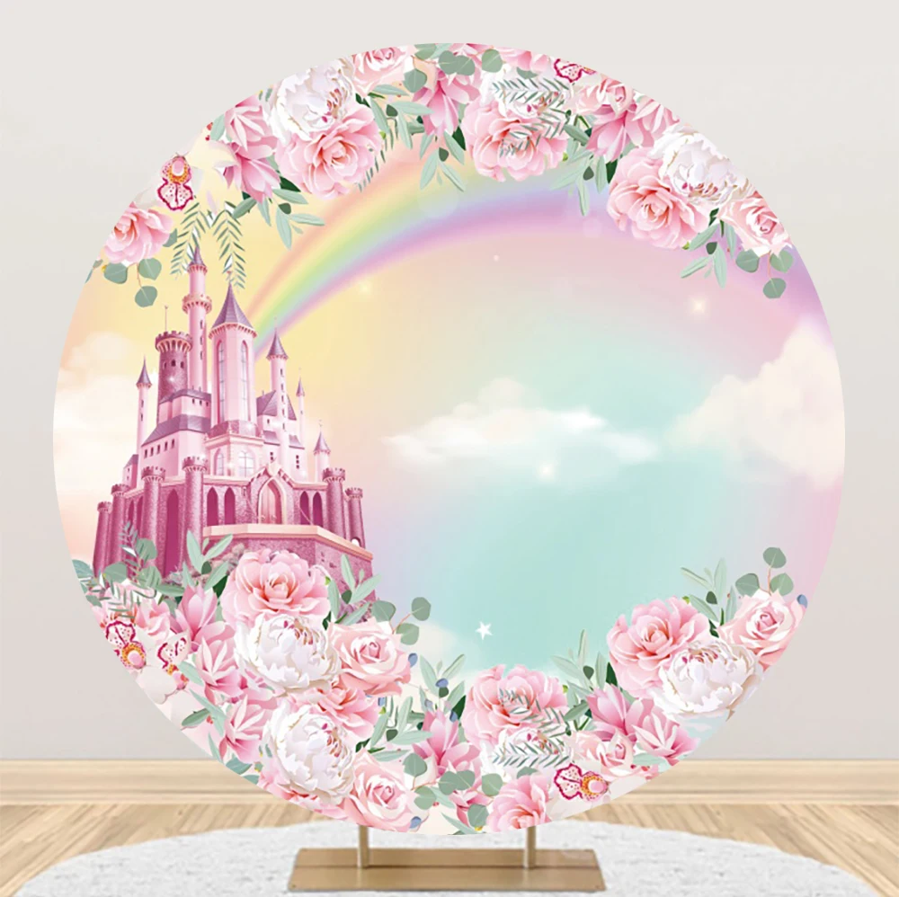 Laeacco Fantasy Pink Castle Rainbow Birthday Background Flower Cloud Girls Princess Portrait Customized Photography Backdrop
Laeacco Fantasy Pink Castle Rainbow Birthday Background Flower Cloud Girls Princess Portrait Customized Photography Backdrop