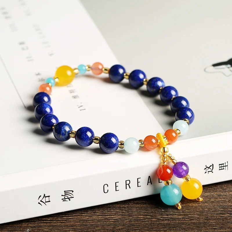 Natural Crystal Fashion Gemstone Rutilated Lapis Lazuli Amethyst Bead Bracelet Classic Luxury Women Jewelry Valentine Day
Natural Crystal Fashion Gemstone Rutilated Lapis Lazuli Amethyst Bead Bracelet Classic Luxury Women Jewelry Valentine Day