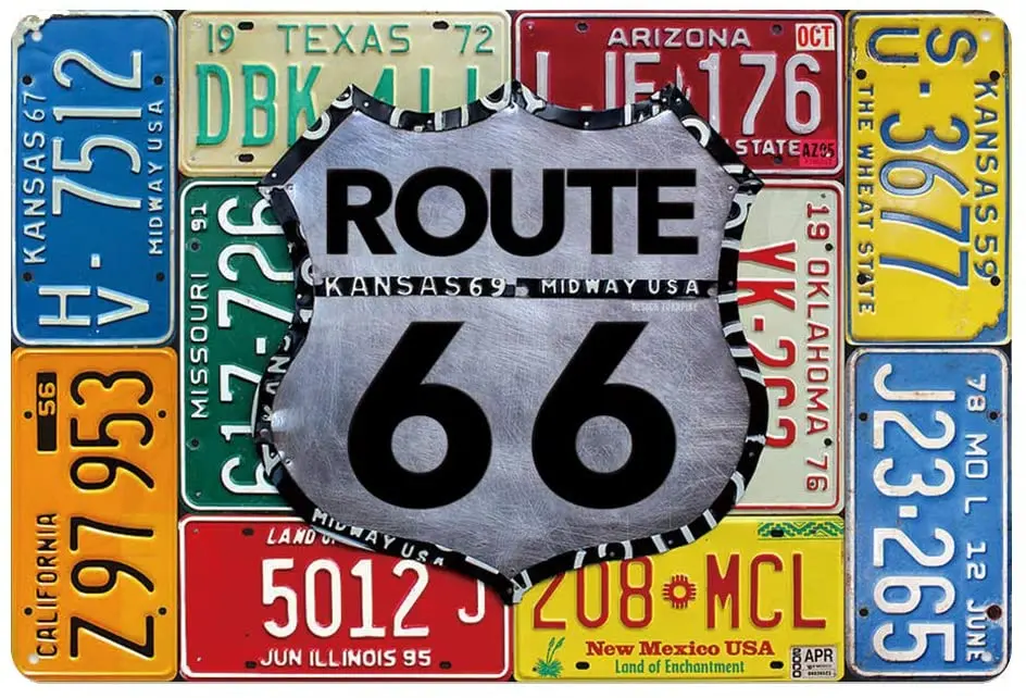 

Route 66 car Licence Plate USAmetal tin Sign for Bar Cafe Garage Wall Decor Retro Vintage 7.87 X 11.8 inches Gift idea