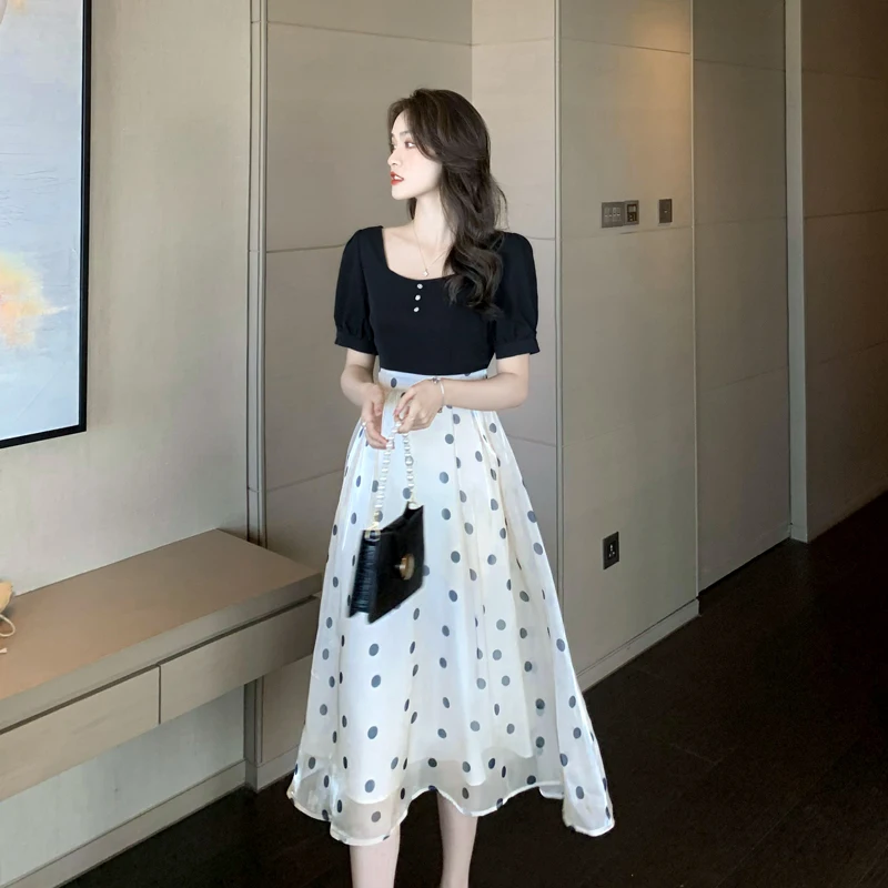 COIGARSAM Women's Summer Dress 2022 New Cute Polka Dot Patchwork Puff Sleeve High Waist Belt Champagne Dresses Dropshipping
COIGARSAM Women's Summer Dress 2022 New Cute Polka Dot Patchwork Puff Sleeve High Waist Belt Champagne Dresses Dropshipping