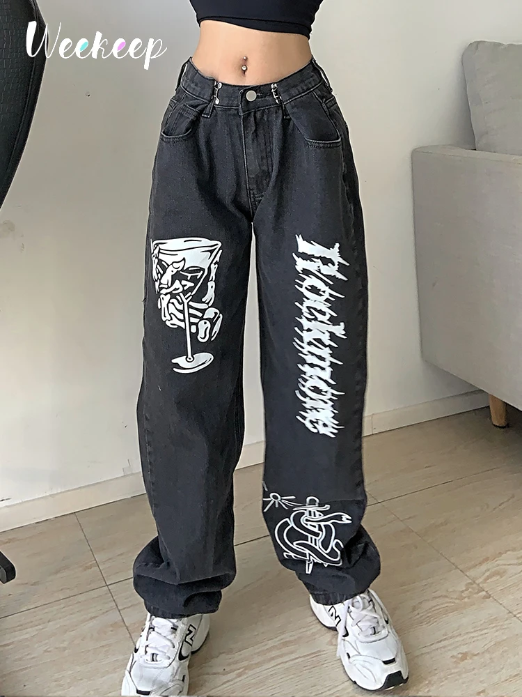 Weekeep Grunge Jeans Streetwear Low Rise Straight Denim Trousers Gothic Print Casual Capris Y2k Korean Fashion Baggy Pants Basic
Weekeep Grunge Jeans Streetwear Low Rise Straight Denim Trousers Gothic Print Casual Capris Y2k Korean Fashion Baggy Pants Basic