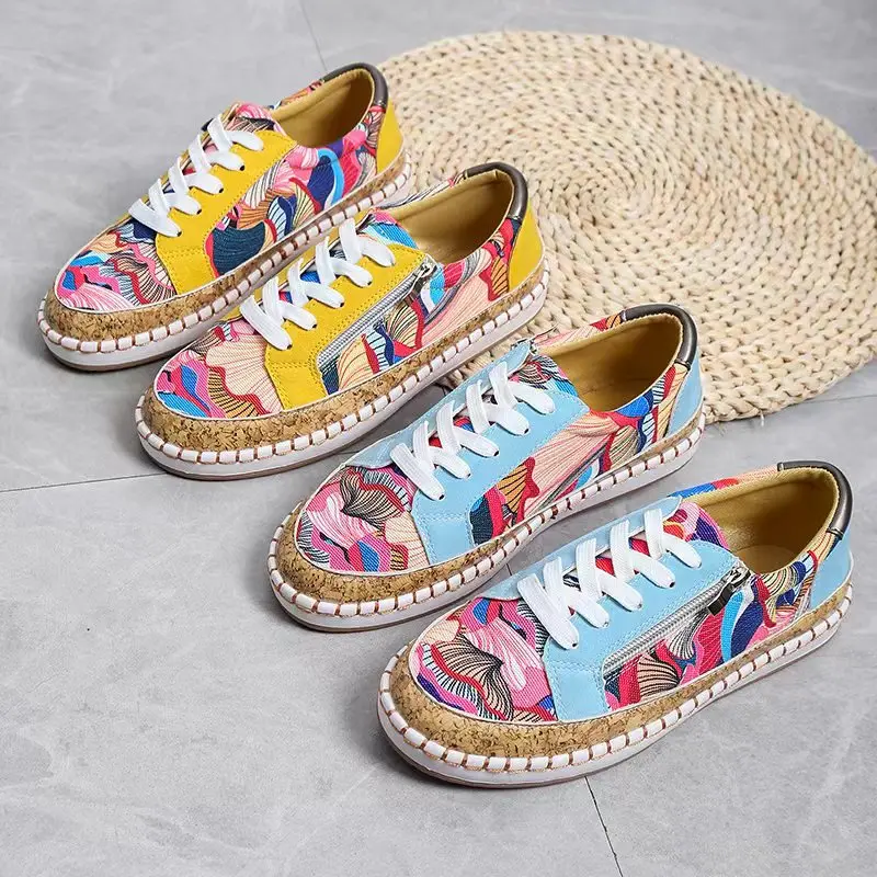 Hot Selling New Large Size Pattern Lace-up Flat Shoes Women's Fashion Ethnic Style Round Toe Graffiti Low-top Sneakers Women2022
Hot Selling New Large Size Pattern Lace-up Flat Shoes Women's Fashion Ethnic Style Round Toe Graffiti Low-top Sneakers Women2022