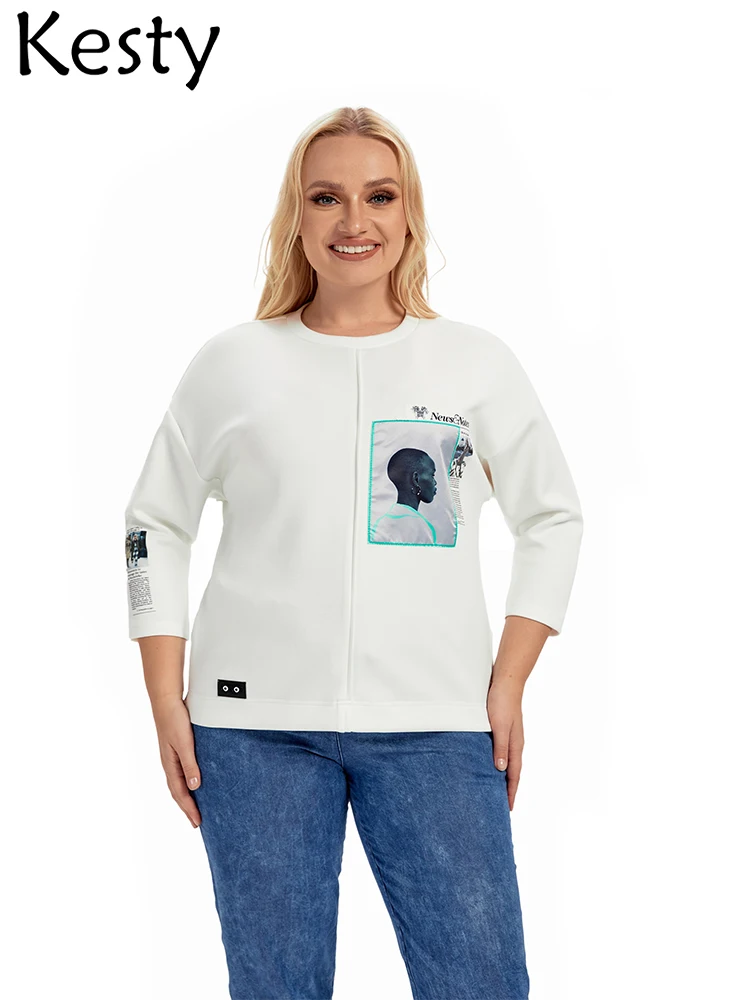 KESTY Women's Plus Size T-Shirt Spring Cotton Stretch Crew Neck 3/4 Sleeves Casual Fashion Top
KESTY Women's Plus Size T-Shirt Spring Cotton Stretch Crew Neck 3/4 Sleeves Casual Fashion Top