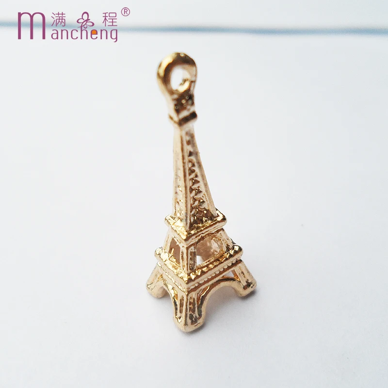 

5PCS/Lot Wish Francais French DIY Zinc Alloy Gold Color Eiffel Tower Pendant Mother Kids For Make Bracelet Necklace Organizers