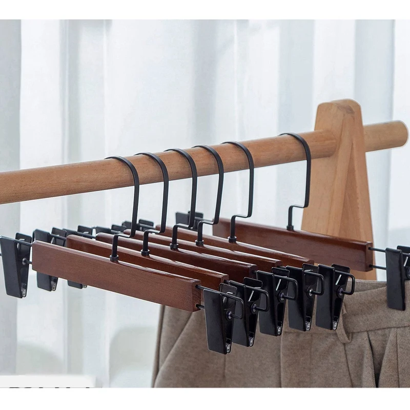 10 Pcs High-Grade Solid Wood Pants Hanger with Stainless Steel Clips Wooden Skirt Hanger Trousers Rack Clip Space Saving
10 Pcs High-Grade Solid Wood Pants Hanger with Stainless Steel Clips Wooden Skirt Hanger Trousers Rack Clip Space Saving