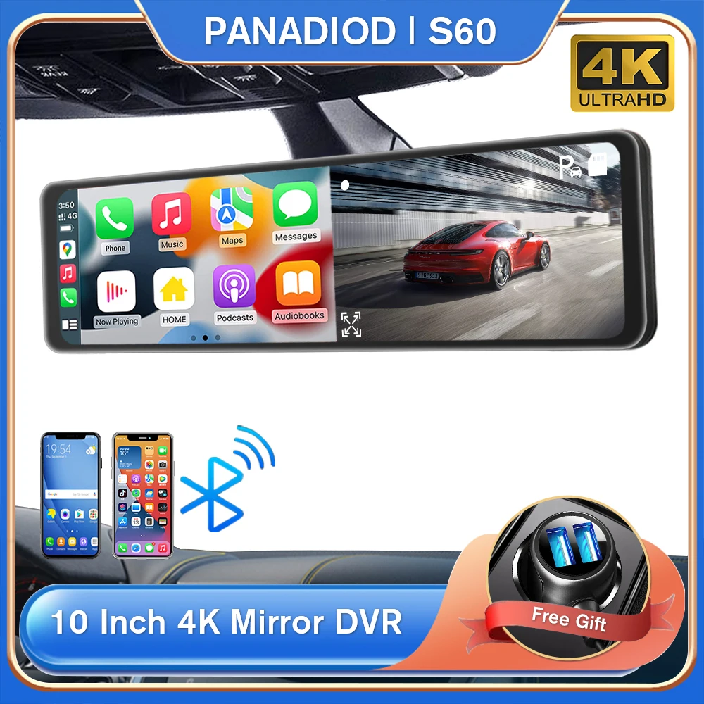 4K Car DVR Dash Camera Mirror 10 Inch Carplay & Android Auto Wireless Connection Night Vision Video Recording FM Transmitter
4K Car DVR Dash Camera Mirror 10 Inch Carplay & Android Auto Wireless Connection Night Vision Video Recording FM Transmitter