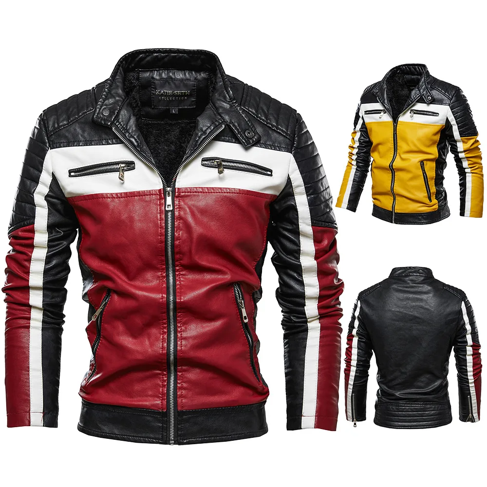 Autumn and winter stand collar plush warm PU leather jacket men's short motorcycle suit youth fit coat casual trend
Autumn and winter stand collar plush warm PU leather jacket men's short motorcycle suit youth fit coat casual trend