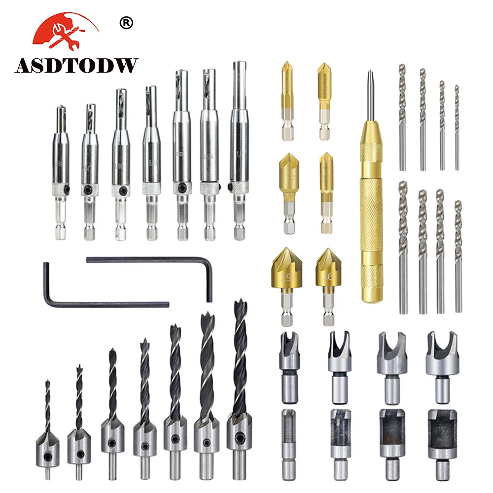 Woodworking Chamfer Drilling Tools Drill Bits Set Wood Plug Cutter Three Pointed Countersink Drill Bits 
Woodworking Chamfer Drilling Tools Drill Bits Set Wood Plug Cutter Three Pointed Countersink Drill Bits