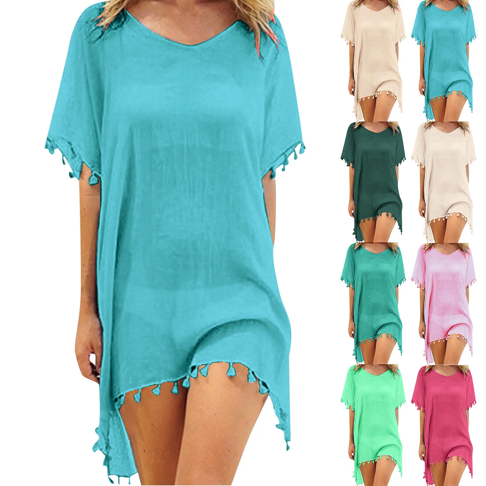Summer Chiffon Tassels Beach Dress Women Swimwear Bikini Cover Up Female Mini Loose Solid Pareo Tops Swimsuit Plus Size Pullover
Summer Chiffon Tassels Beach Dress Women Swimwear Bikini Cover Up Female Mini Loose Solid Pareo Tops Swimsuit Plus Size Pullover