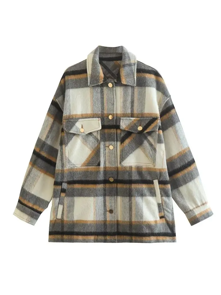 2022 New Autumn Women Fashion Plaid Shirt Jacket with Flap Pocket Vintage Long Sleeve Lapel Single Breasted Female Outerwear
2022 New Autumn Women Fashion Plaid Shirt Jacket with Flap Pocket Vintage Long Sleeve Lapel Single Breasted Female Outerwear