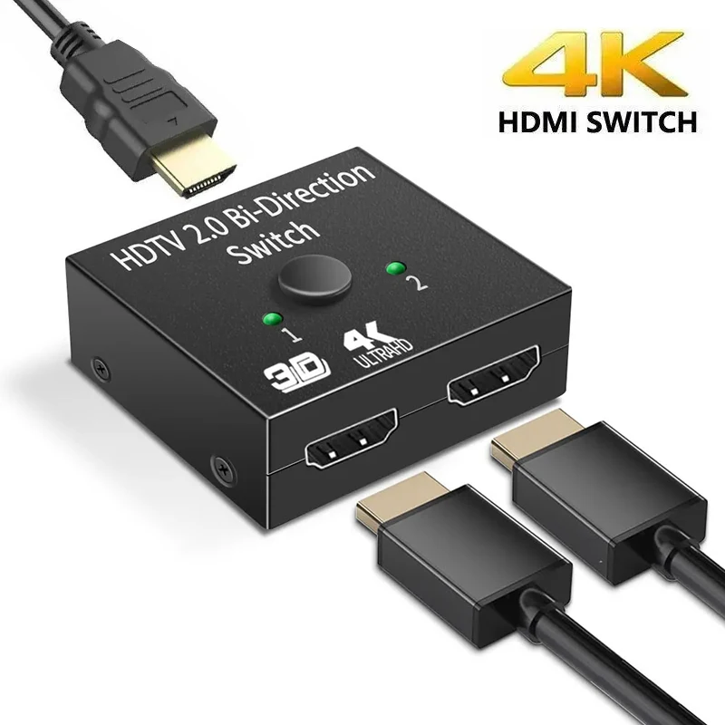 4K HDMI-совместимый переключатель с 2 портами двунаправленный 1x2 / 2x1 выход HDMI