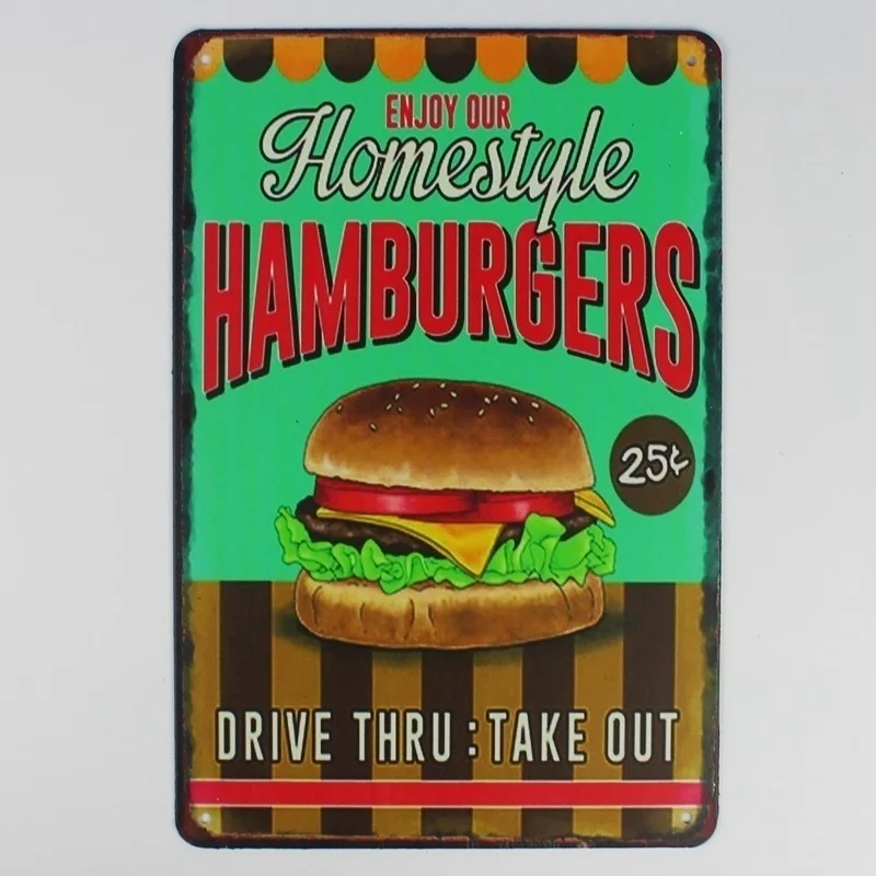 Metal Tin Sign 20*30 Cm Homestyle Hamburger Sticker Decor Bar Pub Home Vintage Retro Poster Comic Sticker Wall Decoration
Metal Tin Sign 20*30 Cm Homestyle Hamburger Sticker Decor Bar Pub Home Vintage Retro Poster Comic Sticker Wall Decoration